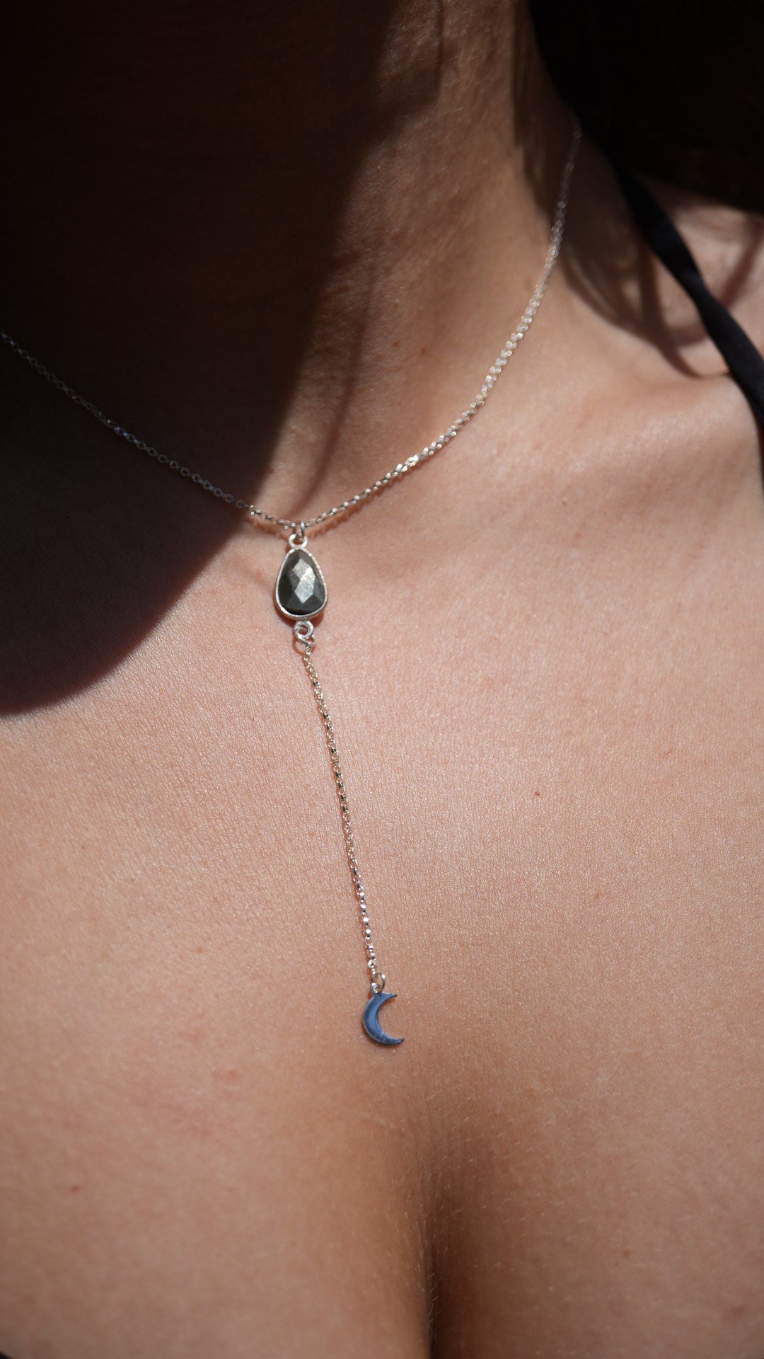 Pyrite Sterling Silver Y Style Lariat Necklace