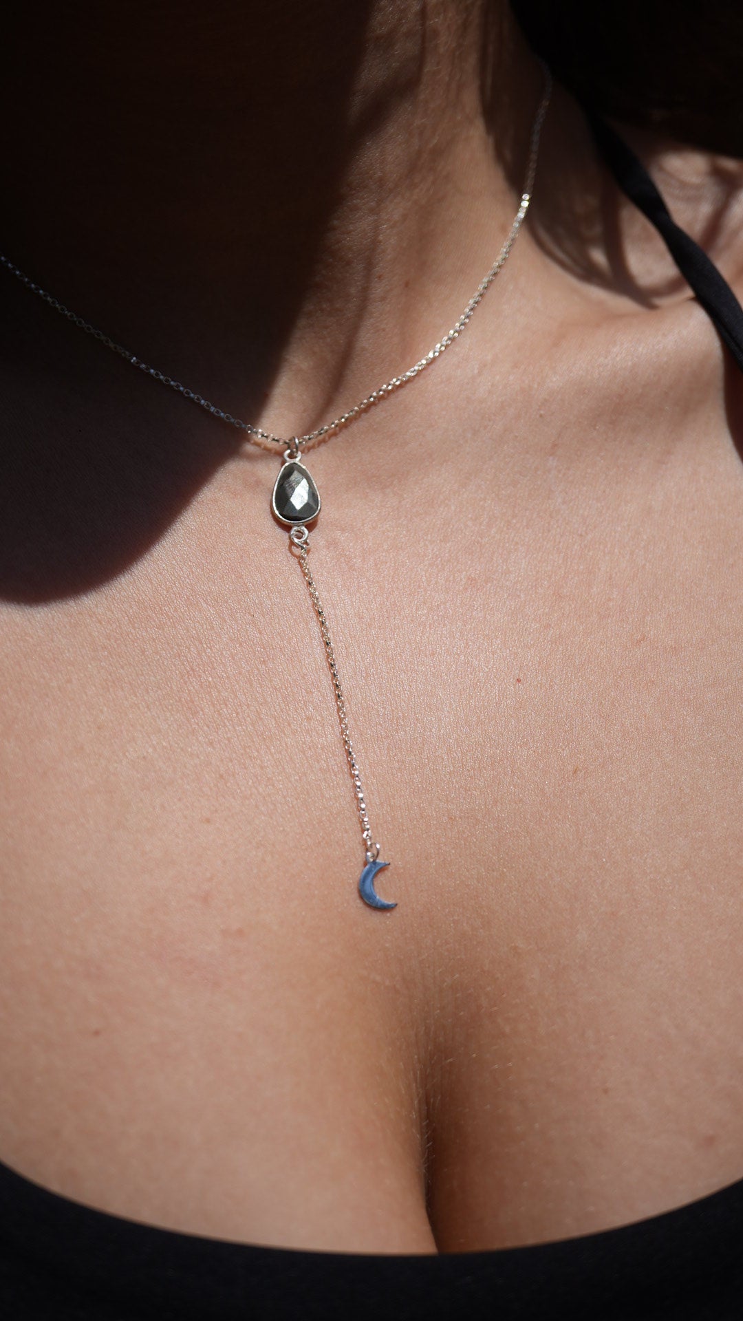 Pyrite Sterling Silver Y Style Lariat Necklace