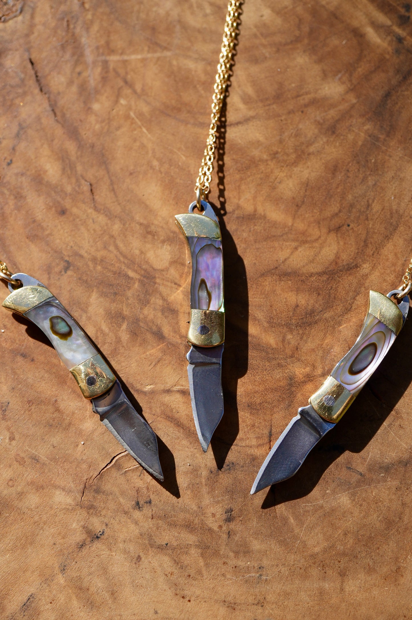 Abalone Shell Knife Necklace || Shell Pocket Knife Necklace || Blade Necklace || Brass Knife Necklace || Real Knife Necklace || Unisex