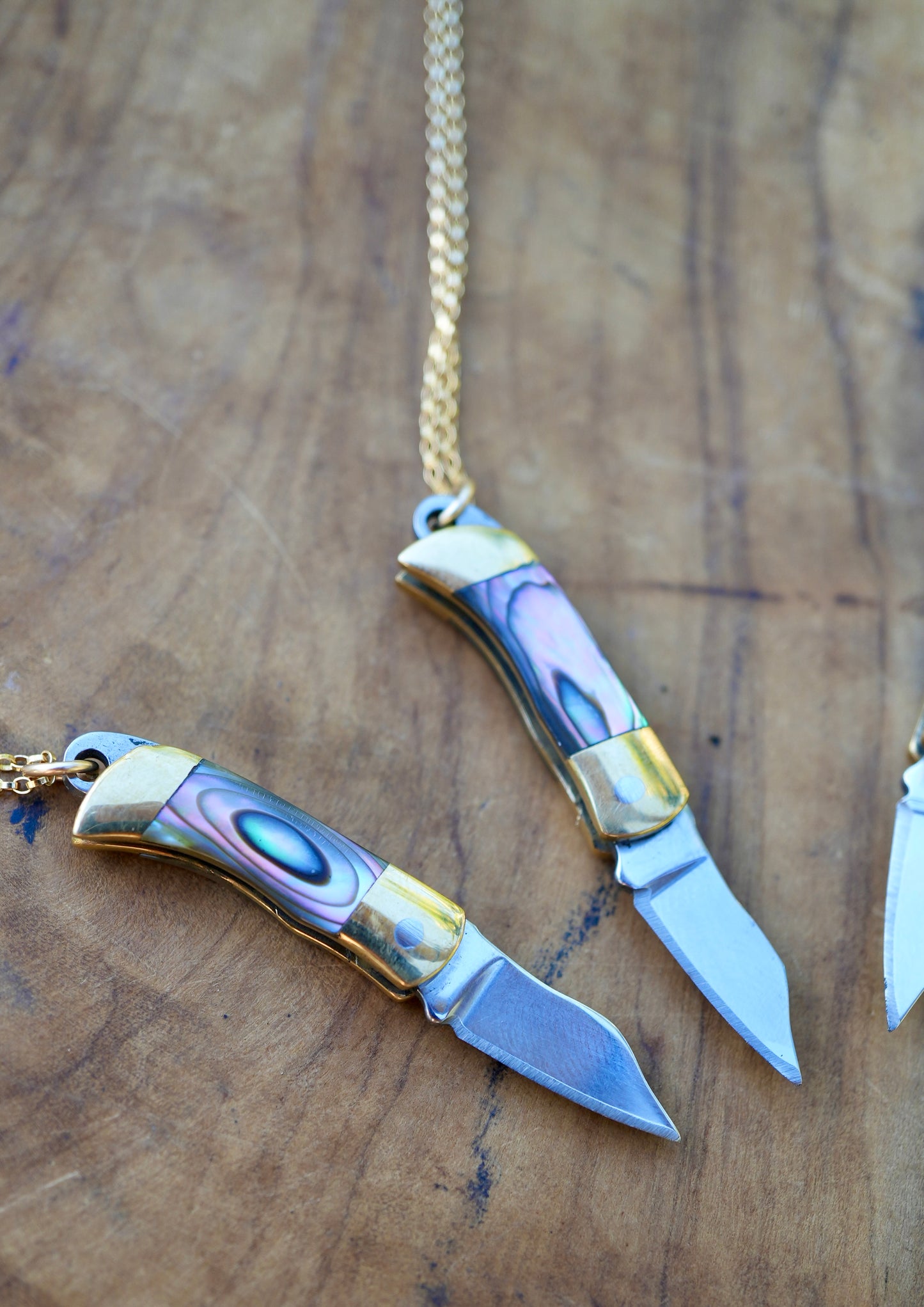 Abalone Shell Knife Necklace || Shell Pocket Knife Necklace || Blade Necklace || Brass Knife Necklace || Real Knife Necklace || Unisex