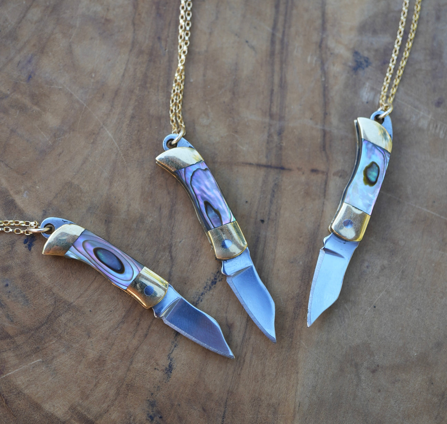 Abalone Shell Knife Necklace || Shell Pocket Knife Necklace || Blade Necklace || Brass Knife Necklace || Real Knife Necklace || Unisex