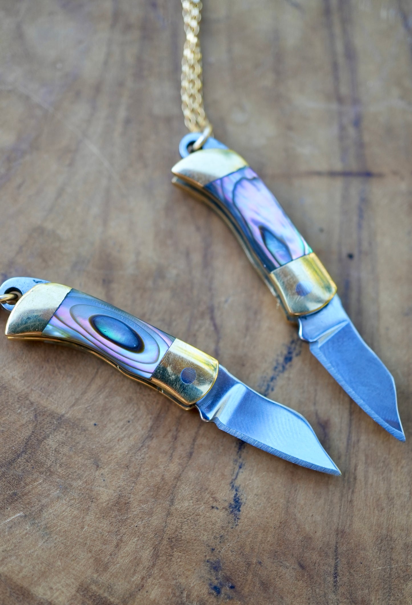 Abalone Shell Knife Necklace || Shell Pocket Knife Necklace || Blade Necklace || Brass Knife Necklace || Real Knife Necklace || Unisex