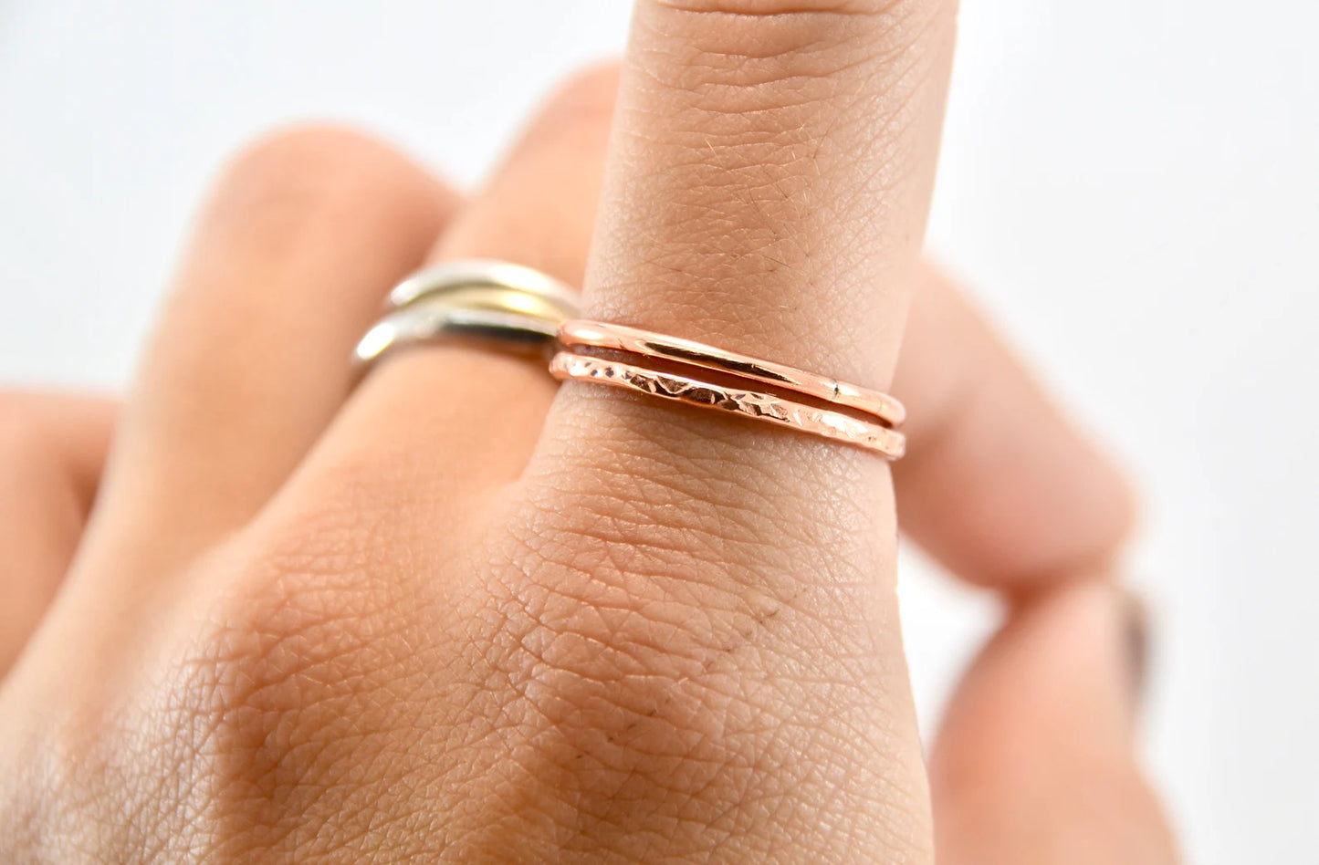 Copper Stacking Ring | Hammered Band Ring | Minimalist Jewelry |