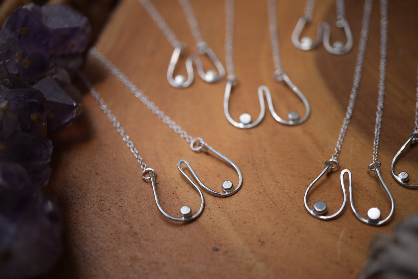 Sterling Boobie Necklace || Silver Boob Necklace || Nice Rack Necklace