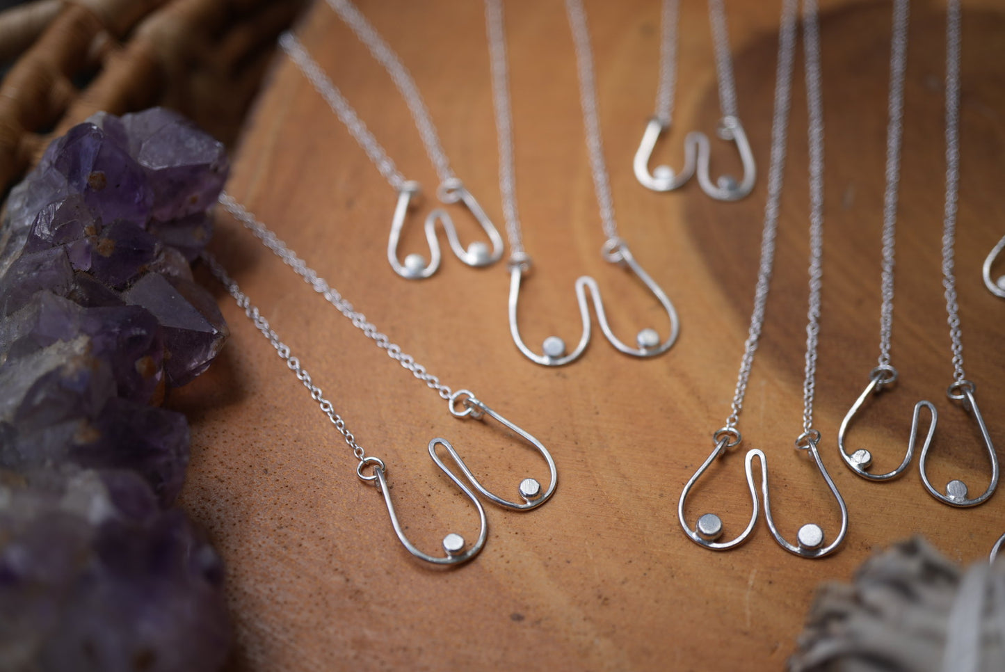 Sterling Boobie Necklace || Silver Boob Necklace || Nice Rack Necklace