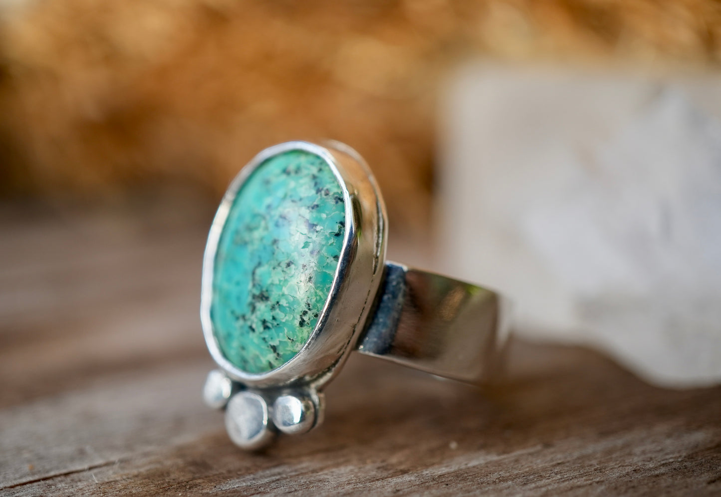 Turquoise Boho Style Sterling Silver Ring || Statement Turquoise Ring || Handmade Turquoise Ring