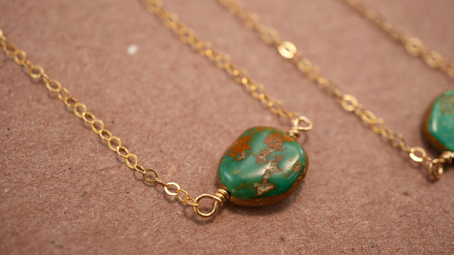 14K Gold Filled Natural Turquoise Necklace || December Birthstone || December Necklace || Gold Filled Everyday Necklace