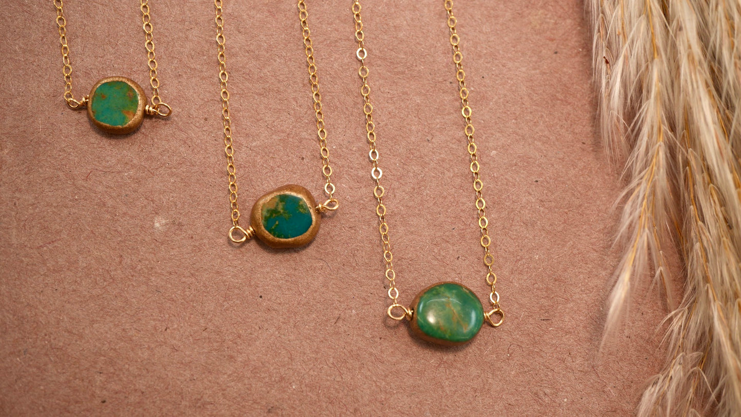 14K Gold Filled Natural Turquoise Necklace || December Birthstone || December Necklace || Gold Filled Everyday Necklace