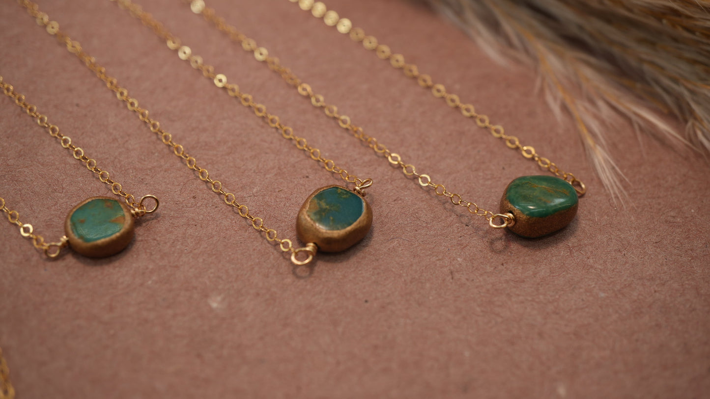 14K Gold Filled Natural Turquoise Necklace || December Birthstone || December Necklace || Gold Filled Everyday Necklace