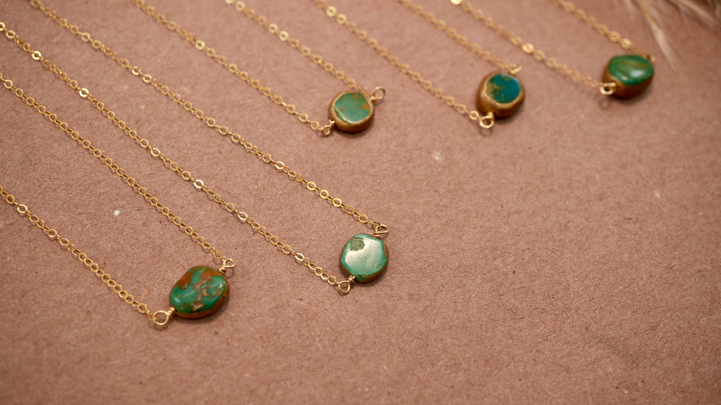 14K Gold Filled Natural Turquoise Necklace || December Birthstone || December Necklace || Gold Filled Everyday Necklace