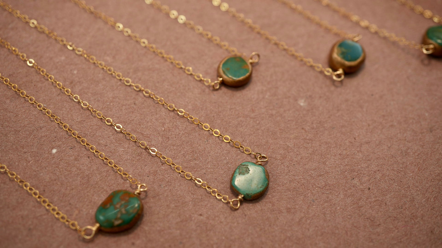 14K Gold Filled Natural Turquoise Necklace || December Birthstone || December Necklace || Gold Filled Everyday Necklace