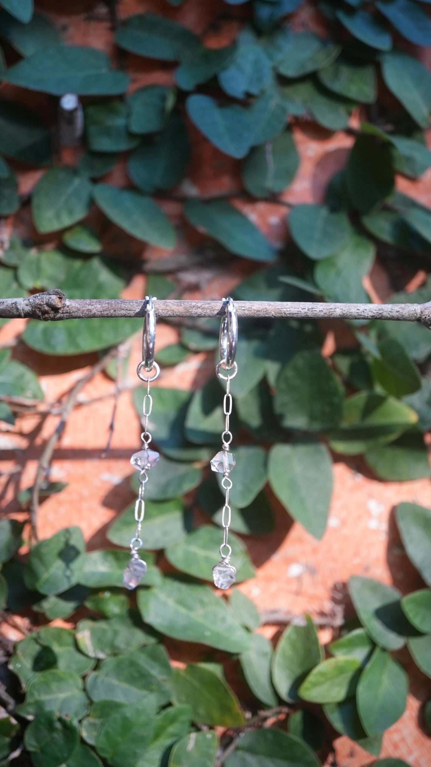 Silver Wanderlust Crystal Huggers || 925 Sterling Silver Clear Quartz & Herkimer Diamond || Bridal Earrings || Bridal Jewelry | Silver Hoops