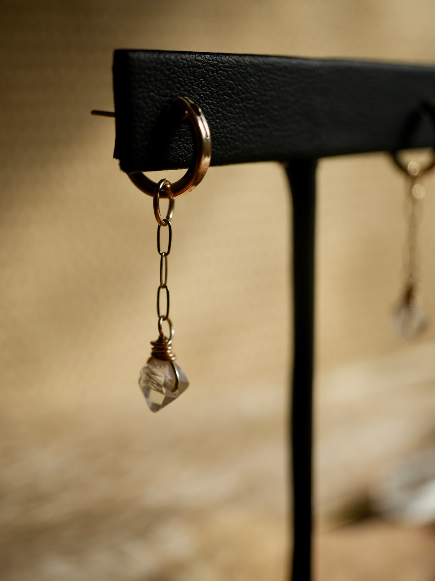 Gold Starlight Herkimer Diamond Hoop Earrings || 14K Gold Filled Herkimer Diamond Huggers || Bridal Earrings || Bridesmaid Hoops