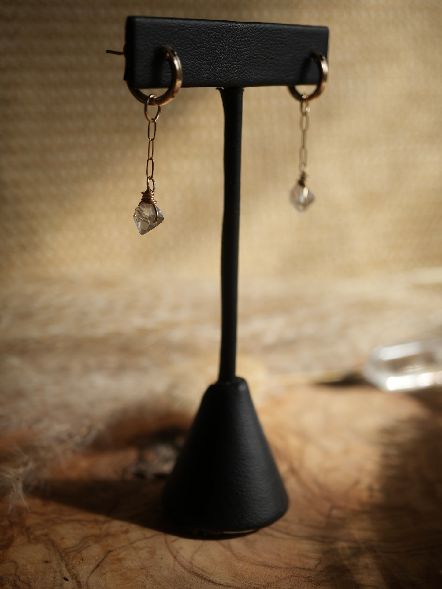 Gold Starlight Herkimer Diamond Hoop Earrings || 14K Gold Filled Herkimer Diamond Huggers || Bridal Earrings || Bridesmaid Hoops