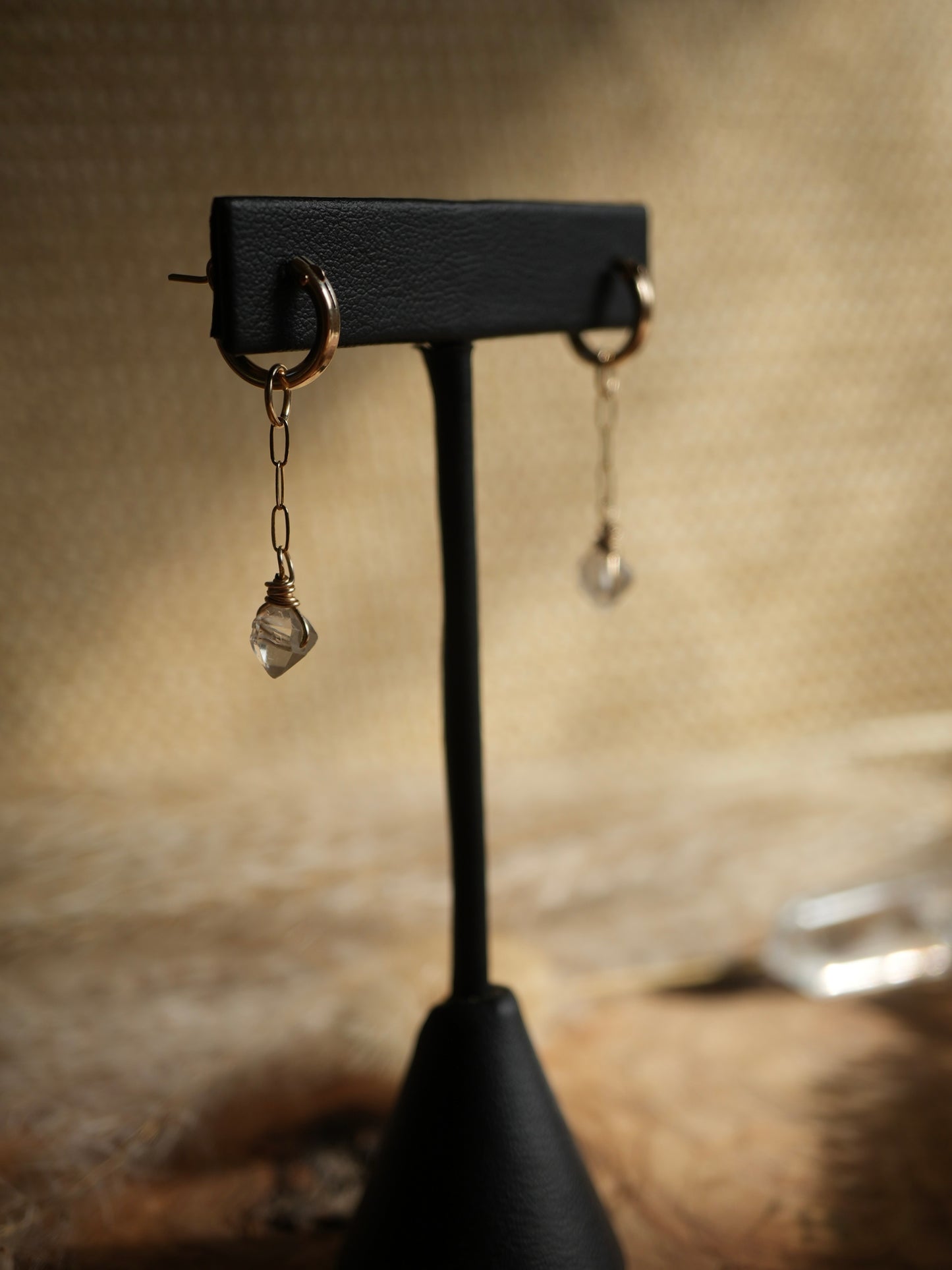 Gold Starlight Herkimer Diamond Hoop Earrings || 14K Gold Filled Herkimer Diamond Huggers || Bridal Earrings || Bridesmaid Hoops
