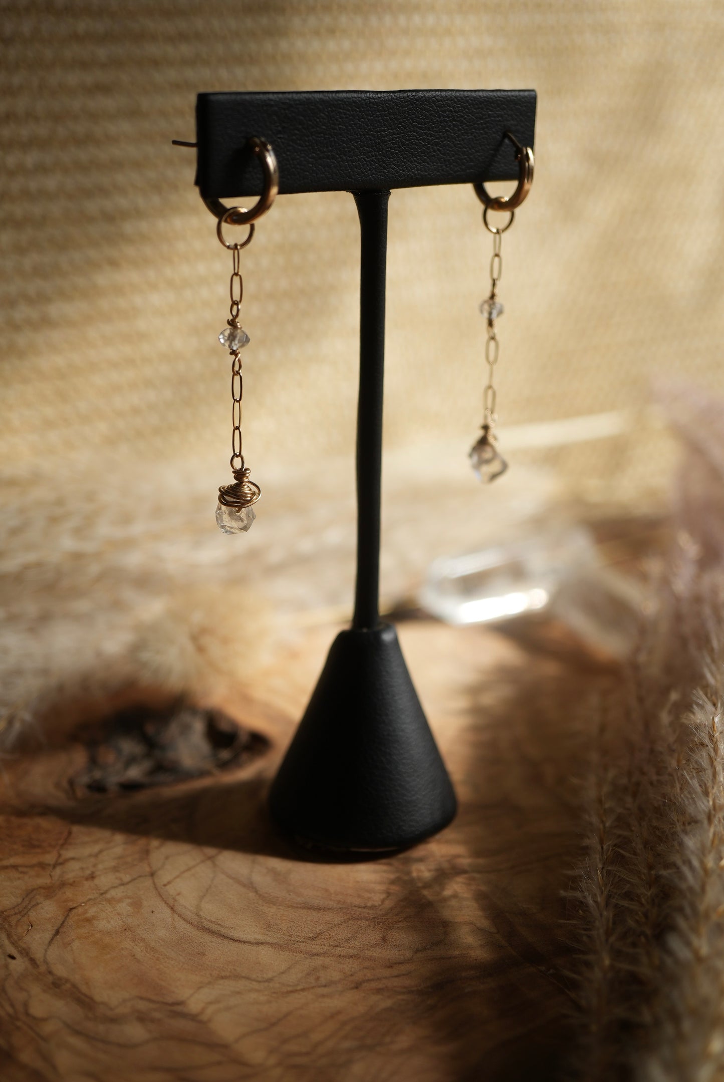 Gold Wanderlust Herkimer Diamond Hoop Earrings || 14K Gold Filled Herkimer Diamond Huggers || Bridal Earrings || Bridesmaid Hoops