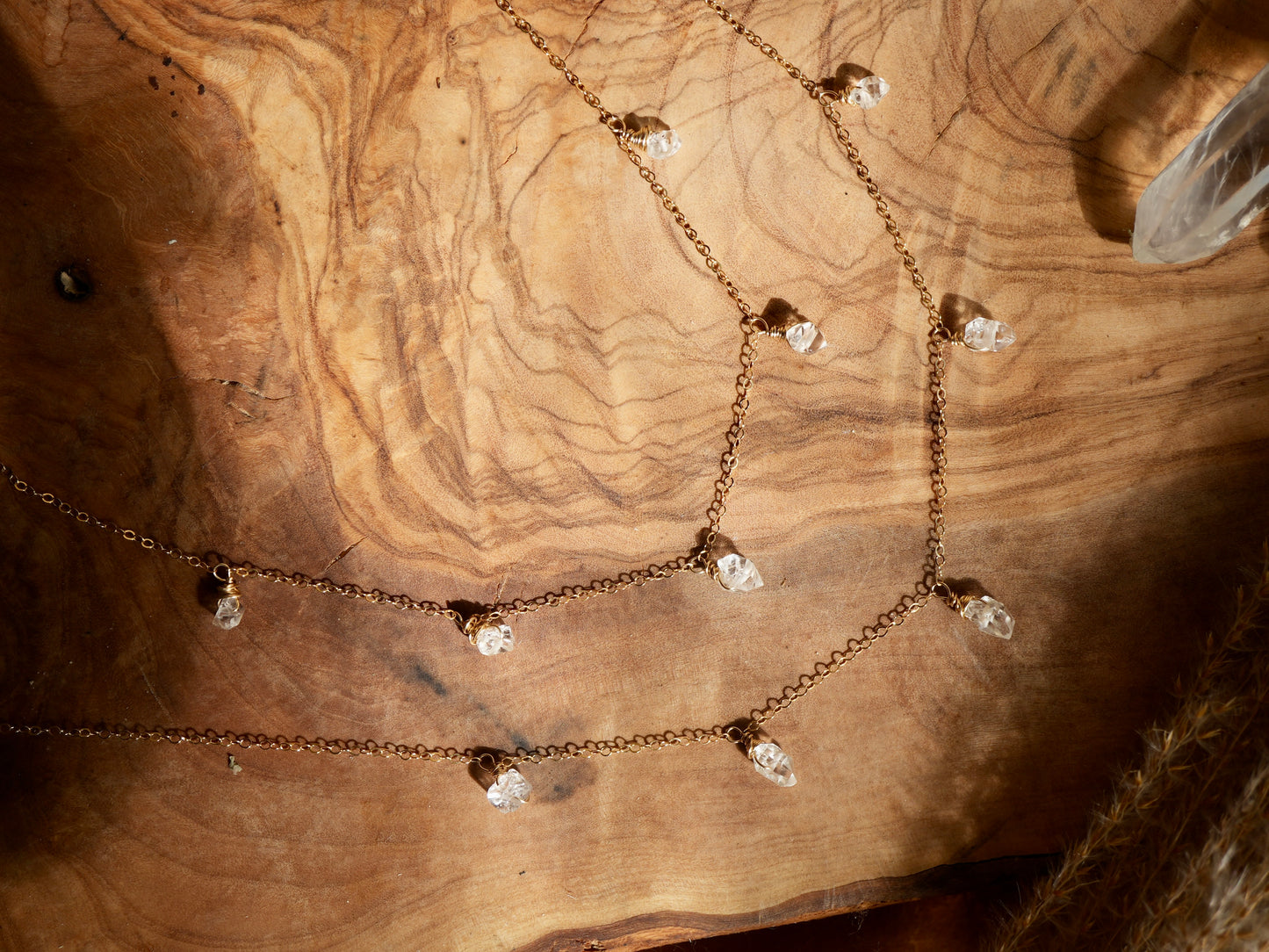 Gold Filled Herkimer Diamond Raindrop Necklace || Mother's Day Gift || 14K Gold Filled Wire Wrapped Necklace || Raw Diamond Necklace || Boho