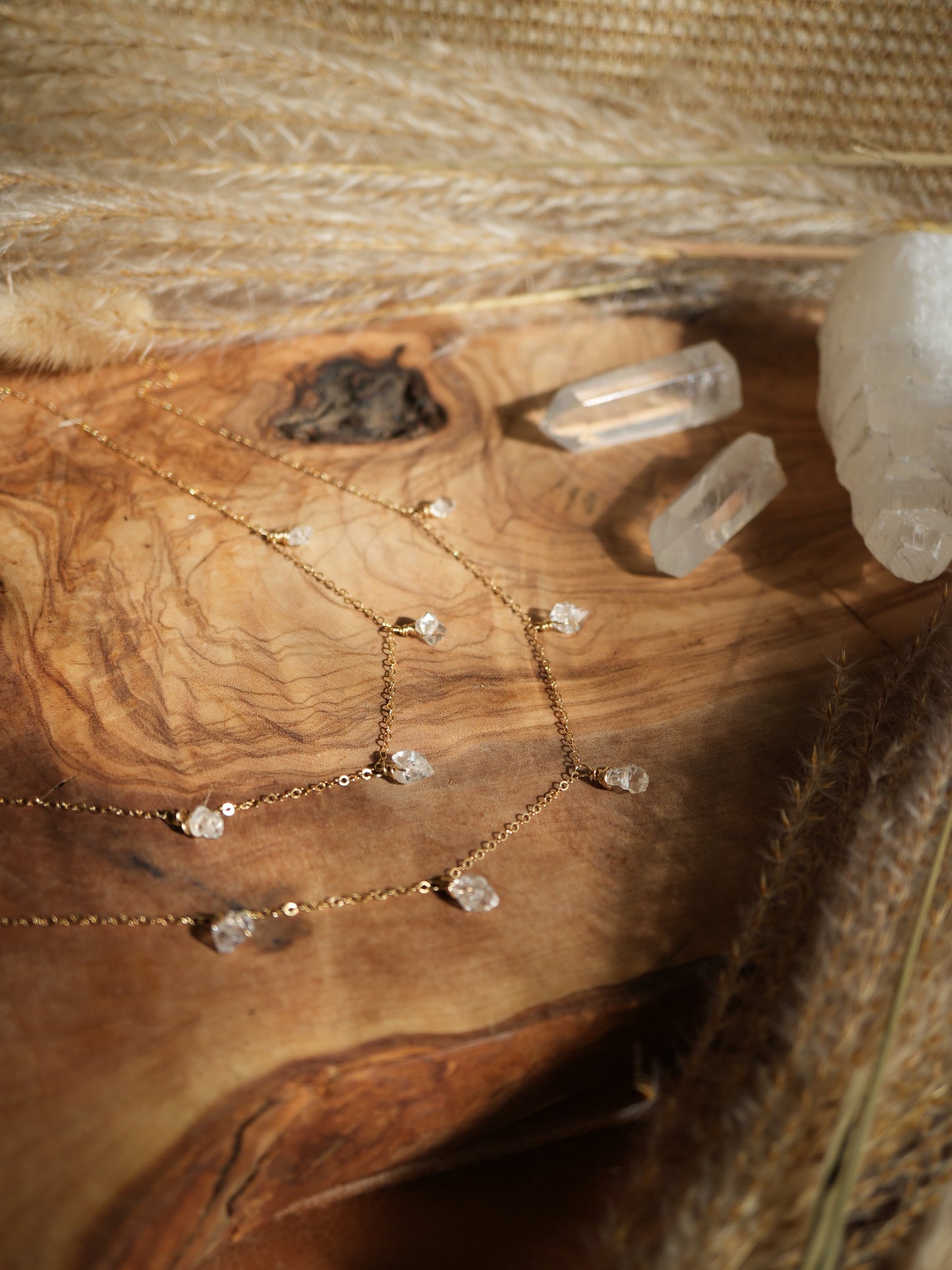 Gold Filled Herkimer Diamond Raindrop Necklace || Mother's Day Gift || 14K Gold Filled Wire Wrapped Necklace || Raw Diamond Necklace || Boho