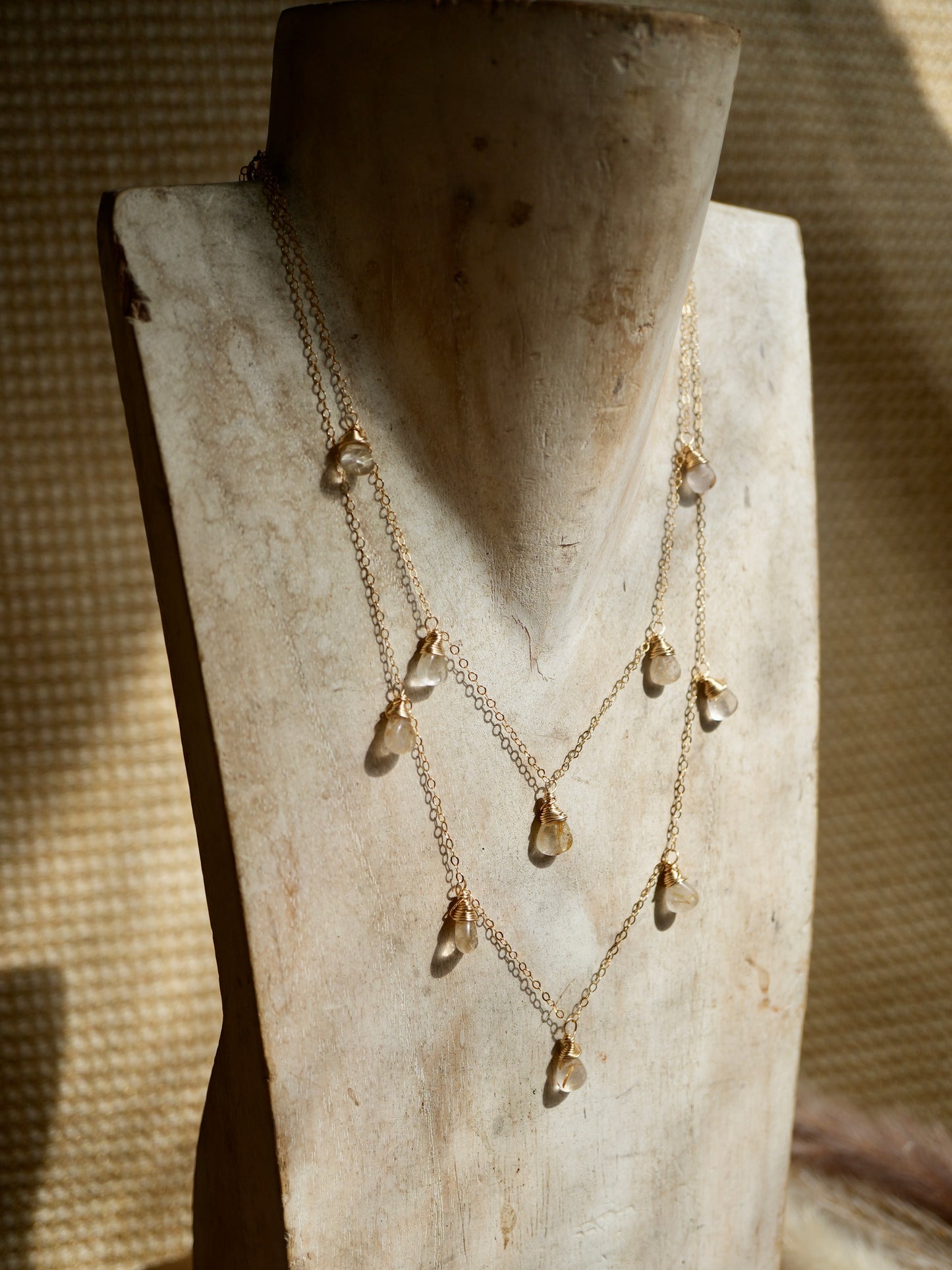 Golden Rutilated Quartz Necklace | Gold Filled Rutile Quartz || Golden Rutile Quartz || Raindrop Necklace || Minimalist 14K GF Necklace