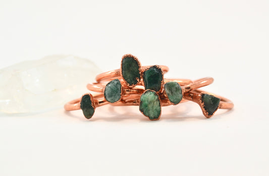 Emerald Copper Ring || May Birthstone Ring