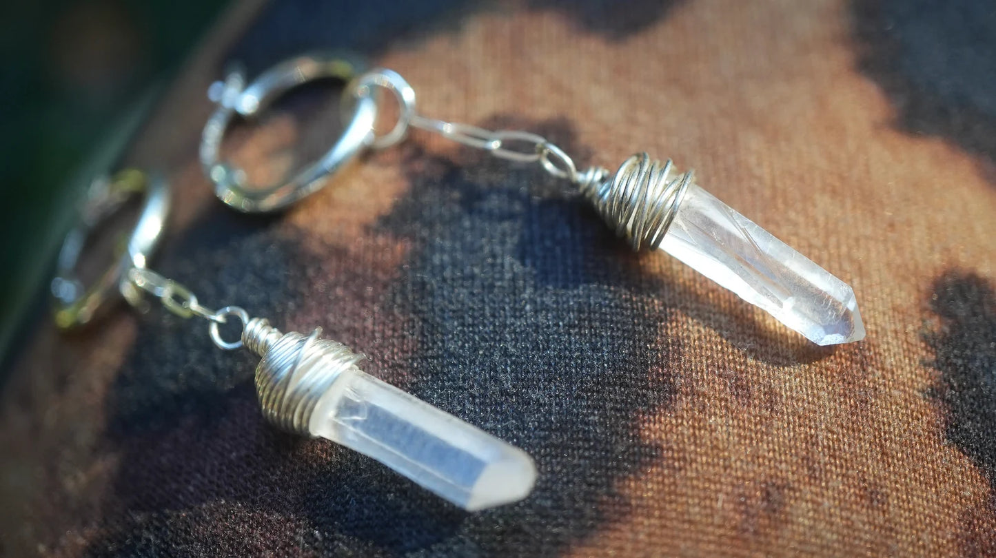 Starlight Huggers Small || 925 Sterling Silver Clear Quartz Hoops ||Everyday Crystal Earrings || Bridal Earrings || Bridal Jewelry || Silver
