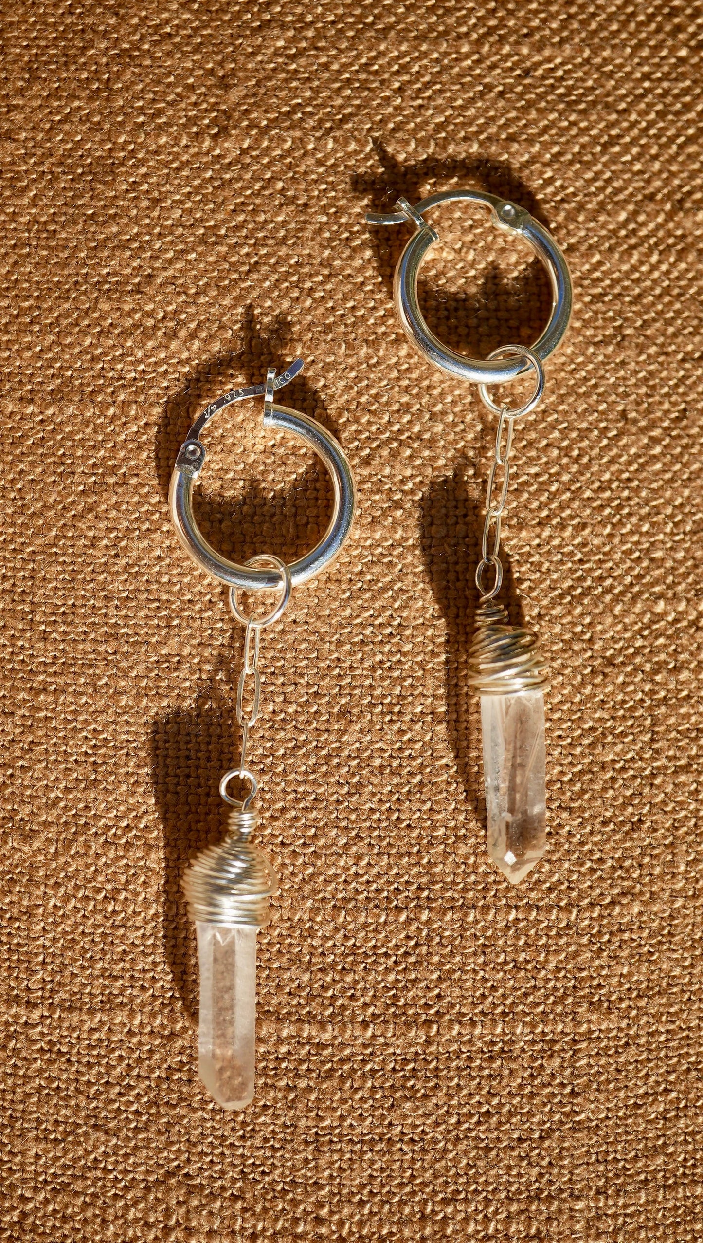 Starlight Huggers Small || 925 Sterling Silver Clear Quartz Hoops ||Everyday Crystal Earrings || Bridal Earrings || Bridal Jewelry || Silver