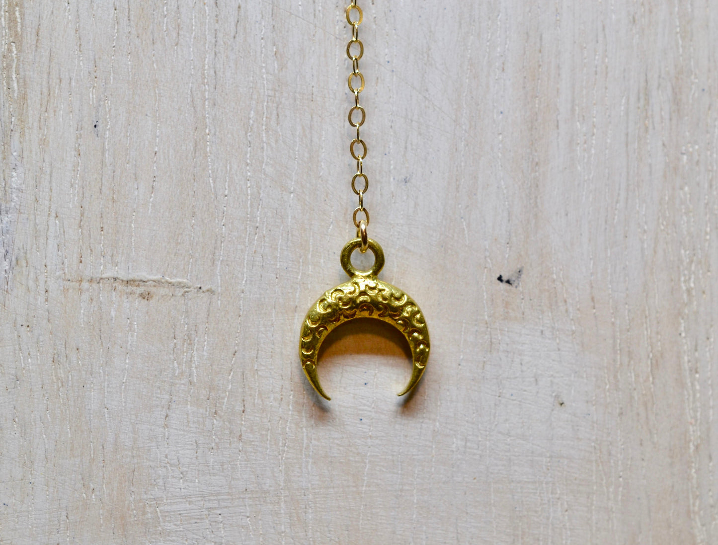 Crescent Clear Quartz Gold Filled Moon Necklace