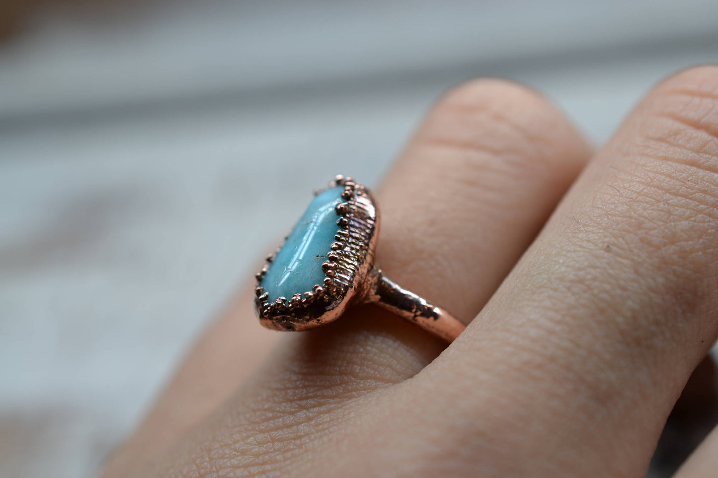 Copper Blue Amazonite Ring