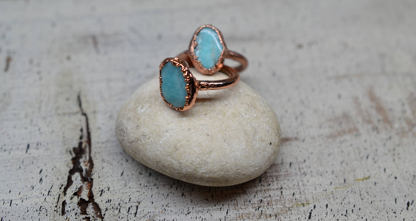 Copper Blue Amazonite Ring