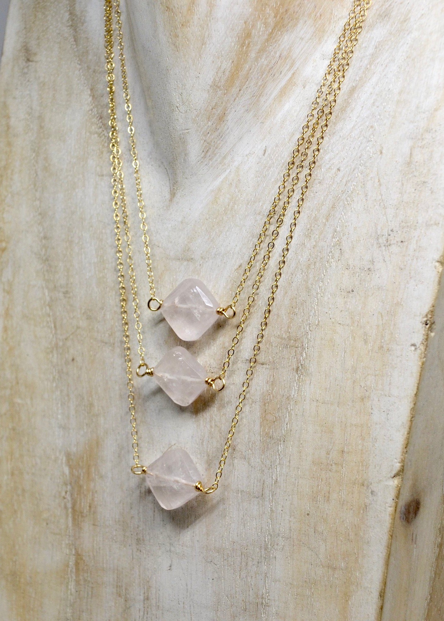 Rose Quartz Necklace| Natural Stone| 14k Gold Filled|