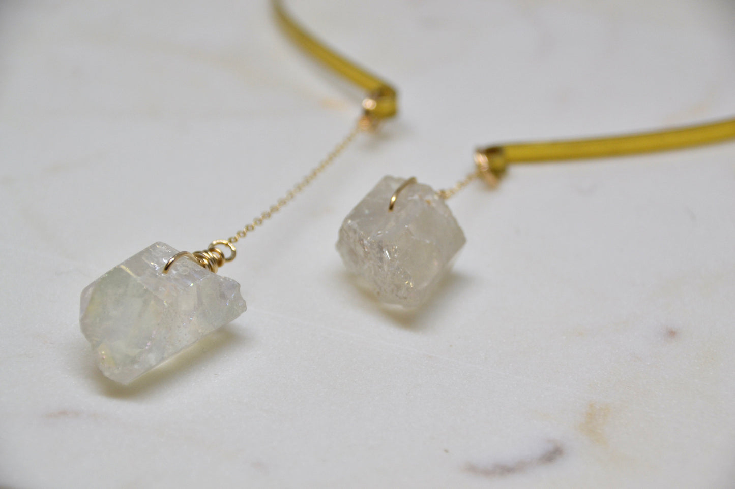 Statement Angel Aura Quartz Collar Drop Necklace