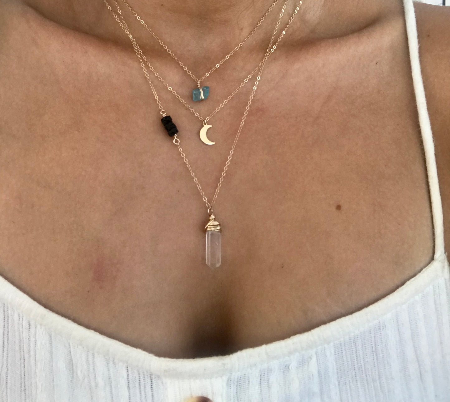 Essential Oil Necklace| Clear Quartz Necklace| 14K Gold Filled