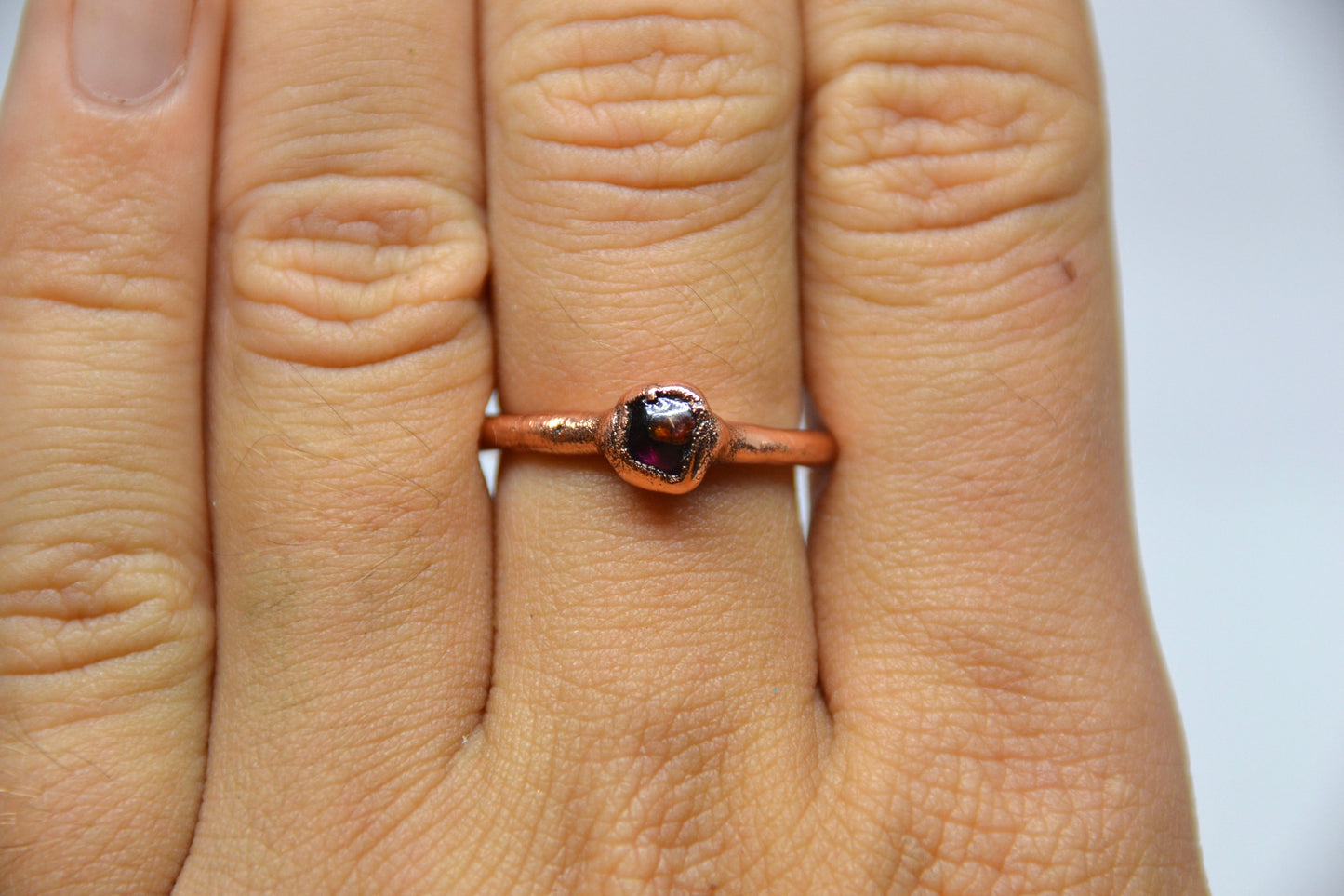 Copper Garnet Ring || January Birthstone