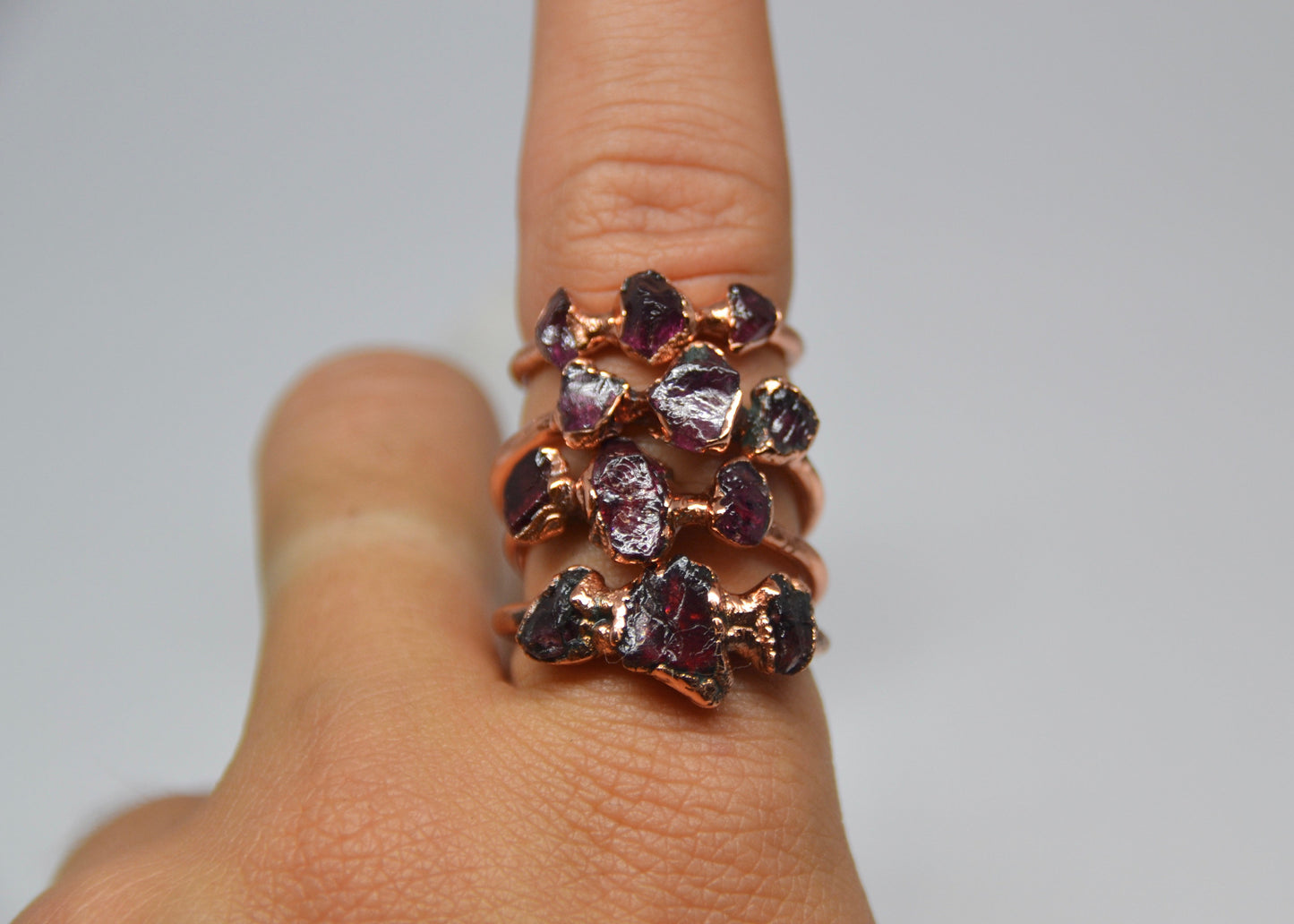 Multi-Stone Garnet Ring| Raw Garnet Ring January Birthstone Ring|