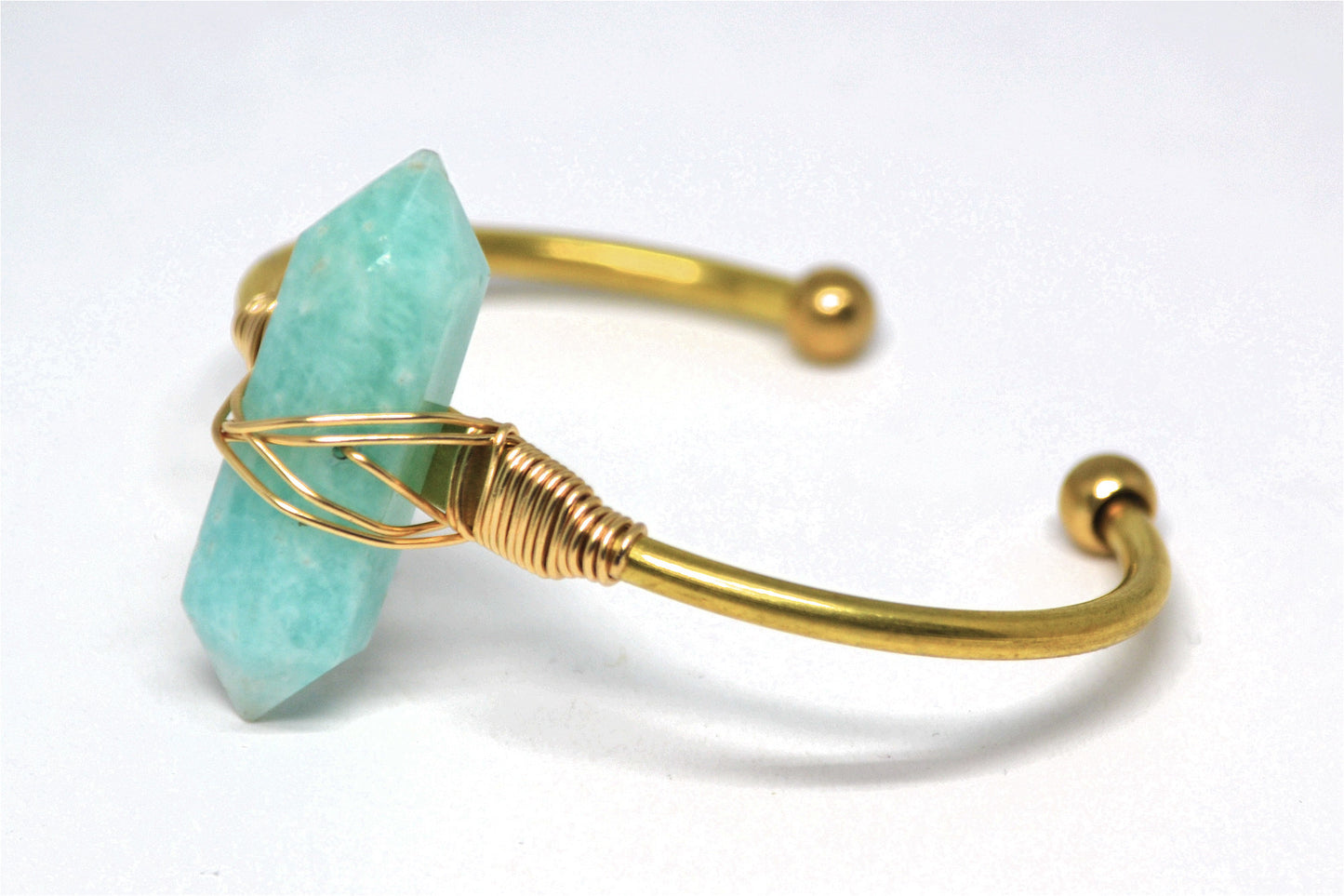 Wire Wrapped Crystal Cuff Bracelet