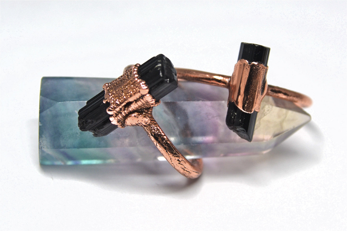 Raw Black Tourmaline Ring | Raw Tourmaline Ring | Electroformed Copper Ring