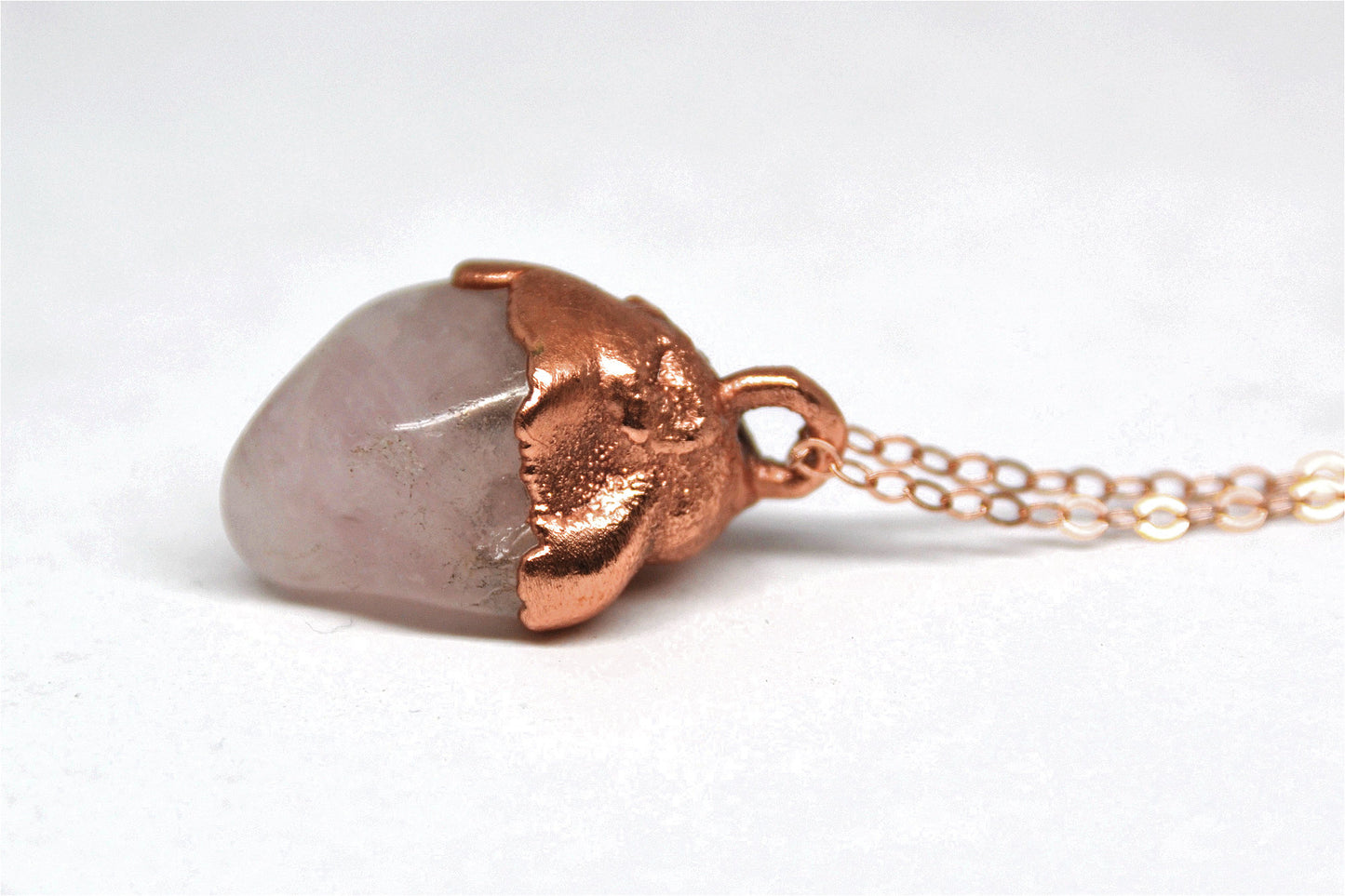 Rose Quartz Necklace Copper & 14K Rose Gold | Love Stone