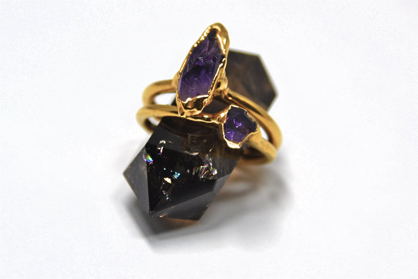 Gold Raw Amethyst Ring | February Birthstone |