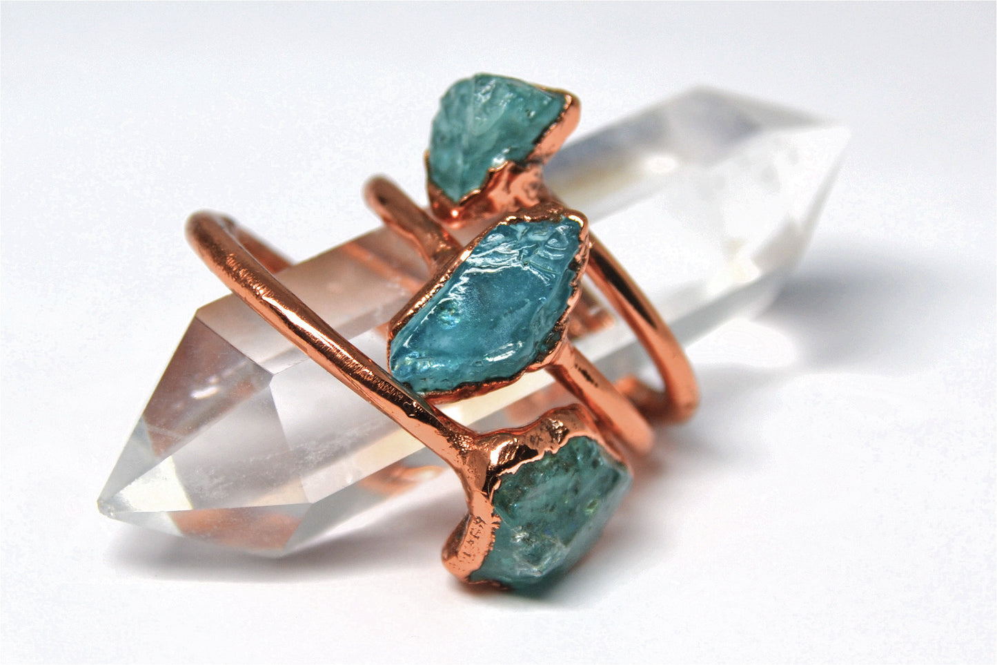 Raw Blue Apatite Ring | Rough Apatite Ring |
