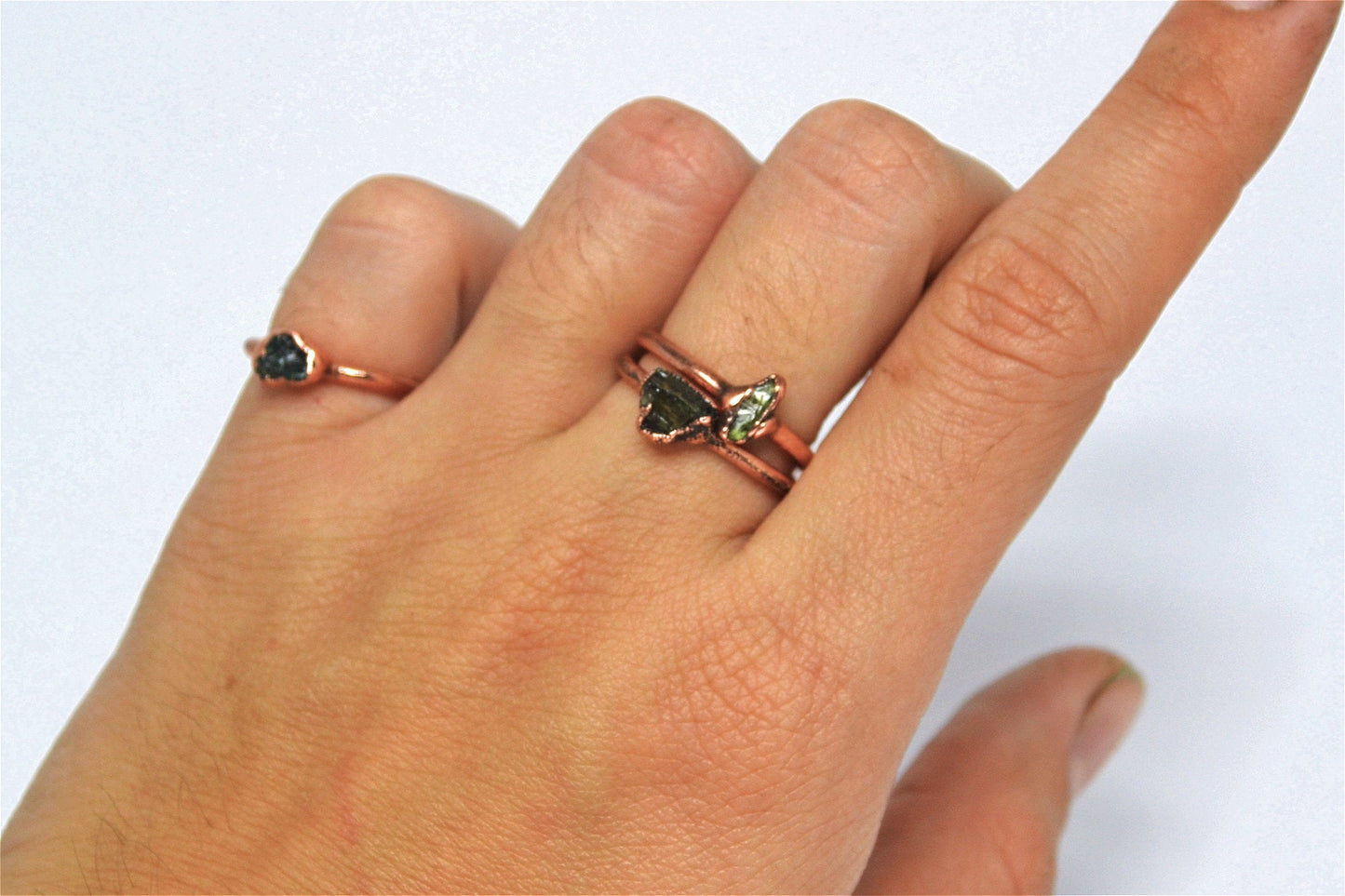 Raw Green Tourmaline Ring | Raw Tourmaline Ring | Stacking Ring |