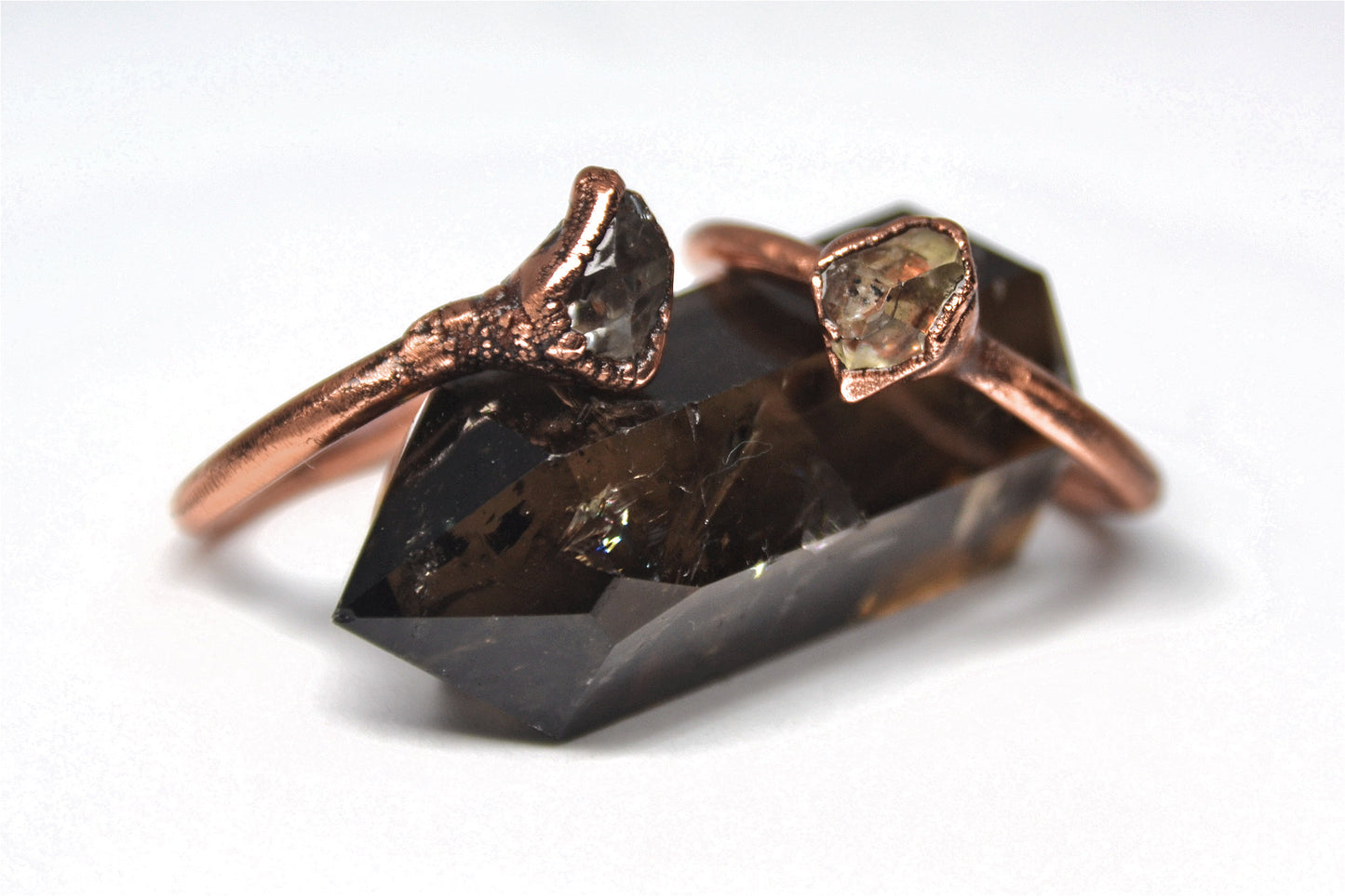 Raw Herkimer Diamond Copper Ring || April Birthstone
