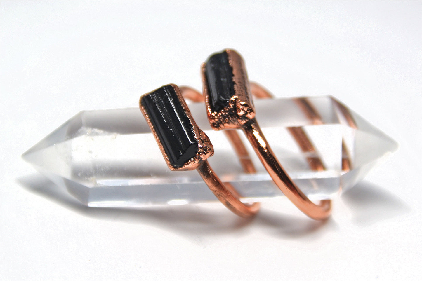 Grounding Black Tourmaline Bar Ring Copper