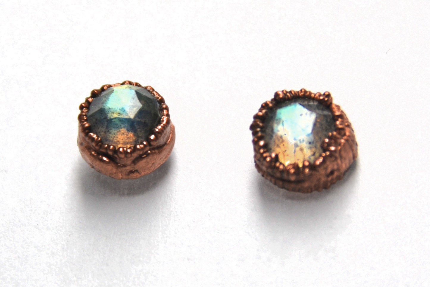 Faceted Labradorite Studs Copper