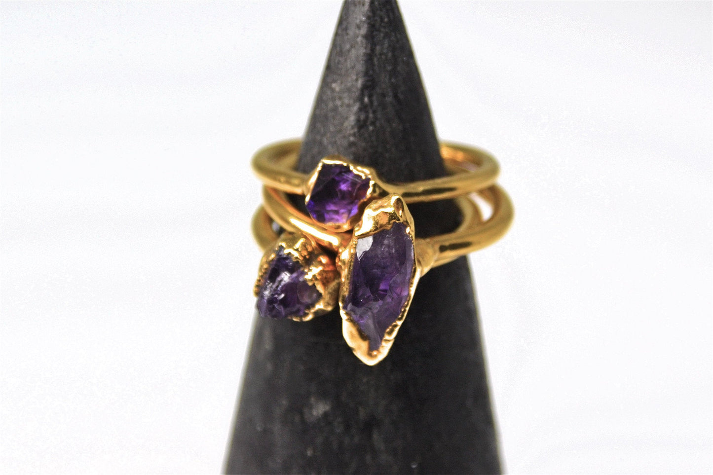 Gold Raw Amethyst Ring | February Birthstone |