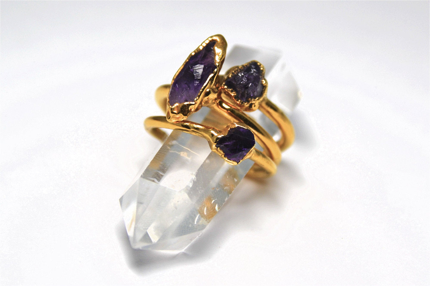 Gold Raw Amethyst Ring | February Birthstone |