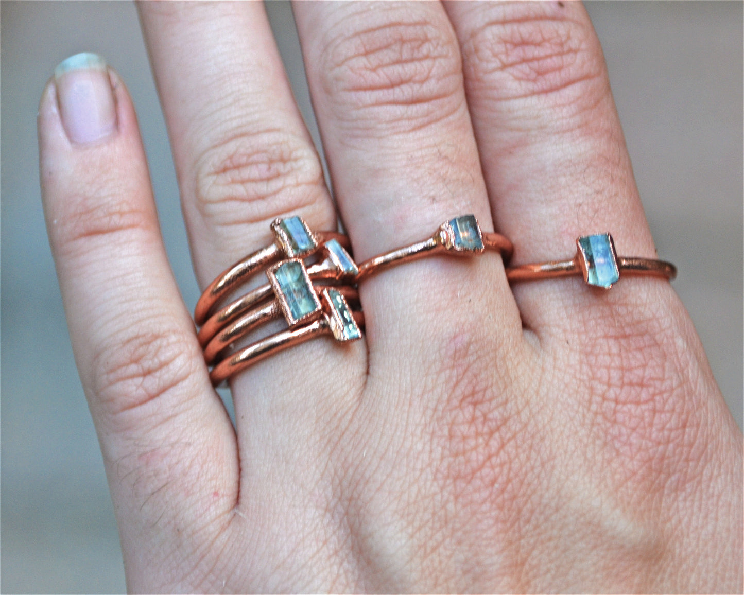 Dainty Raw Aquamarine Ring || March Birthstone Ring