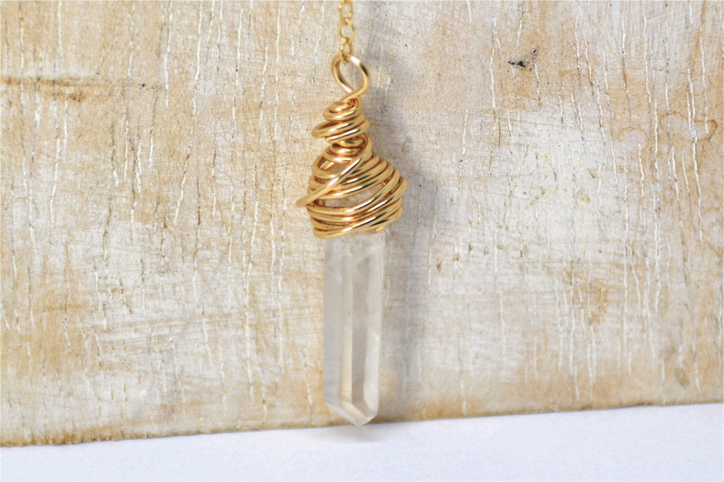 Raw Quartz Point 14K Gold Filled Necklace || April Birthstone