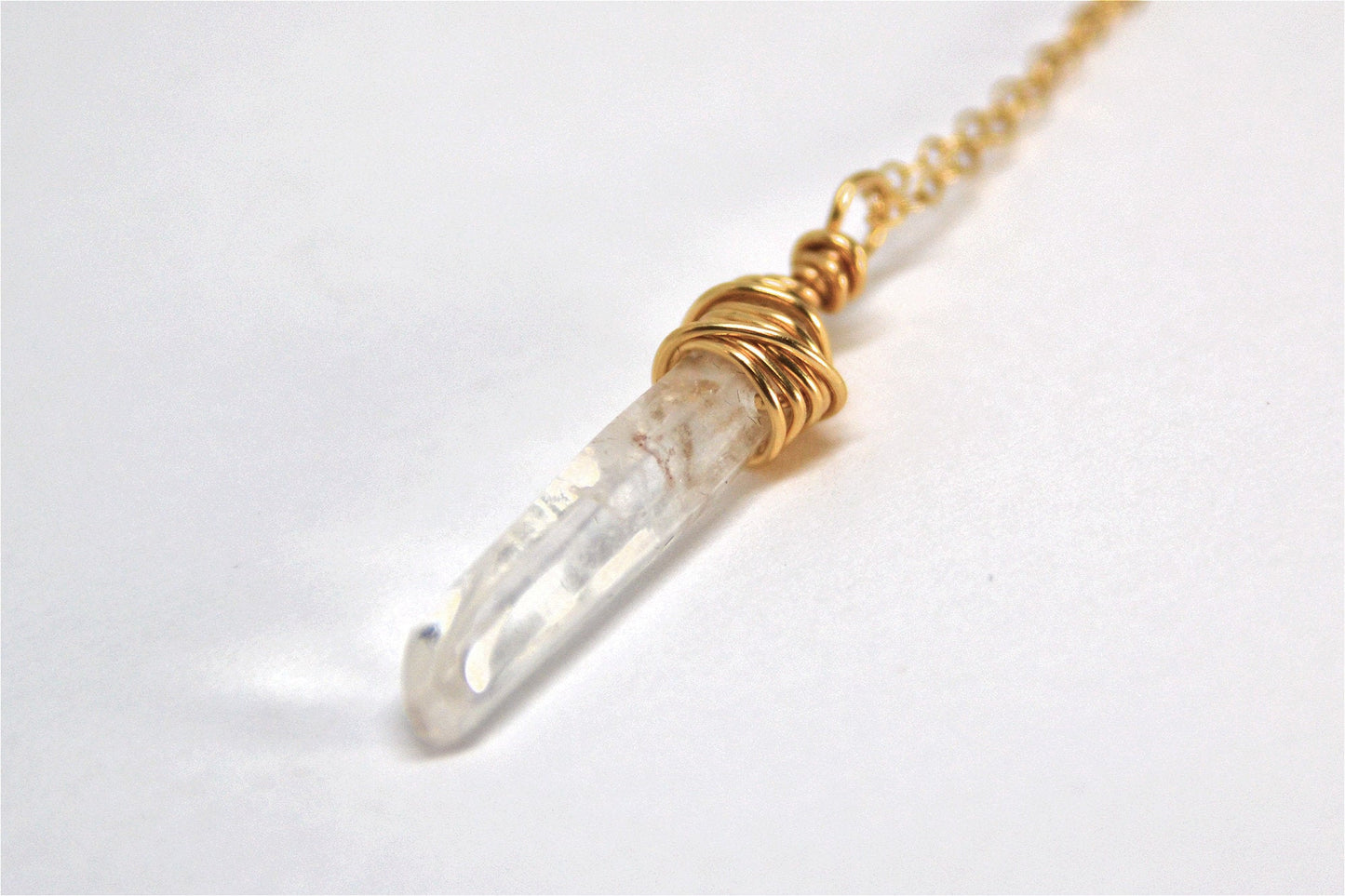 Raw Quartz Point 14K Gold Filled Necklace || April Birthstone