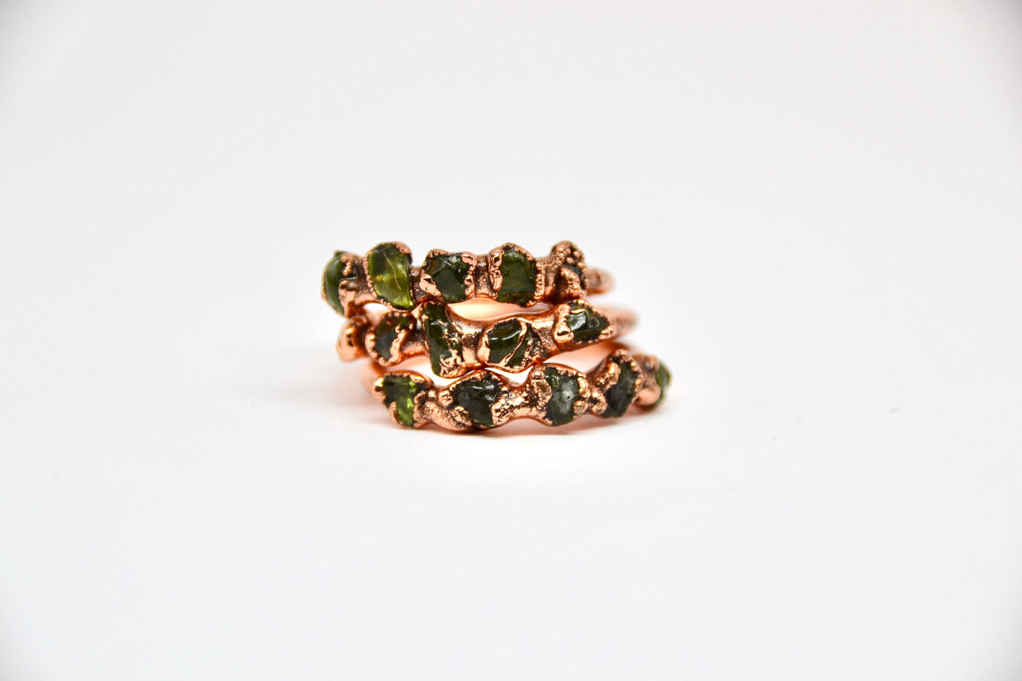 Multi-Stone Raw Peridot Ring Copper