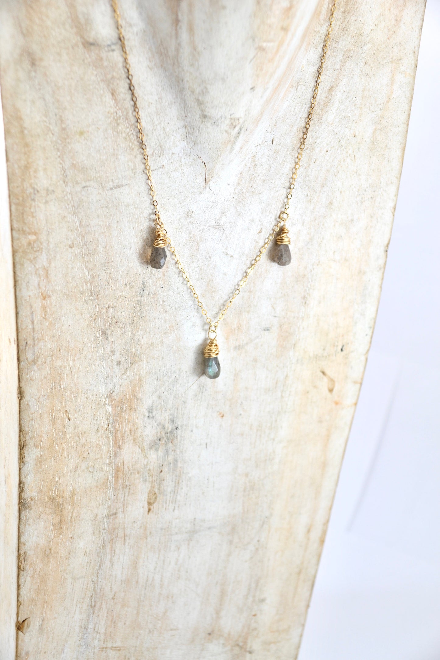 Faceted Labradorite Rain Drop Necklace | 14-K Gold Filled